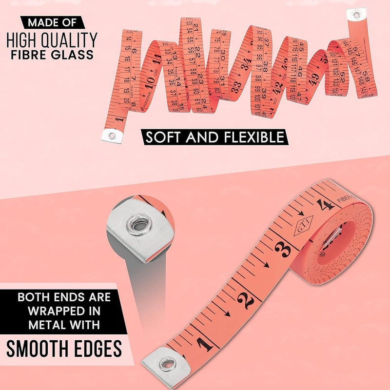 Shahi Soft Measuring Tape Flexible Vinyl Ruler with Double Scale for Body Measurement, Sewing, Tailoring, Crafts, Weight Loss & Medical Use 60-inch/150cm with Reverse Centimeter Scale (Peach 2 Pack) - Image 2